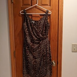 Knee length faux wrap dress